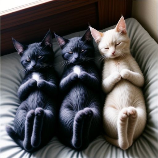 Ba con mèo đang ngủ
