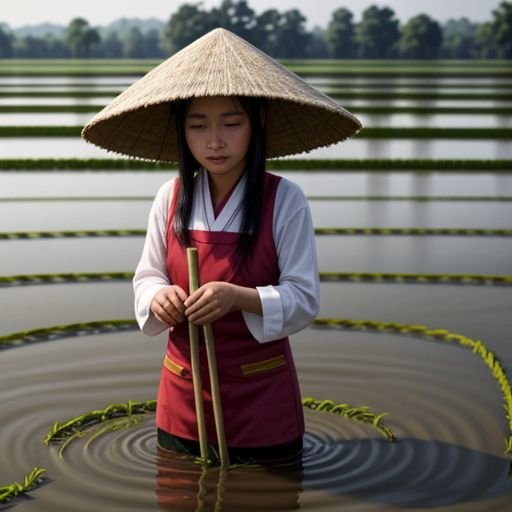 Người nông dân đang cấy lúa